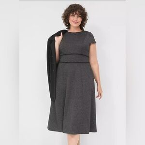 Lane Bryant Gray A-Line Midi Dress Crew Neck Short Sleeve